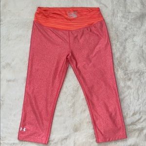 Pink Under Armor Heat Gear Capri Leggings